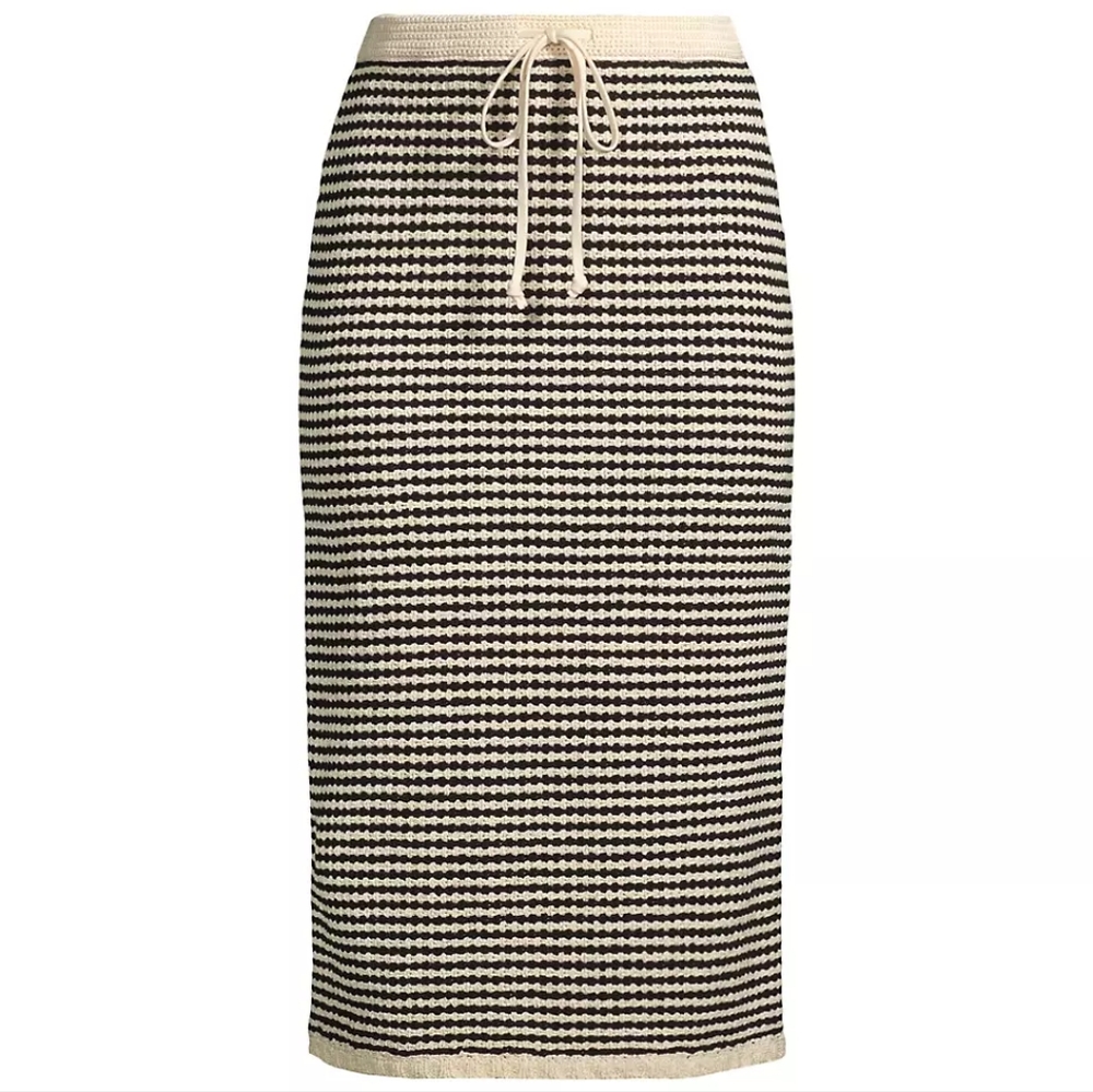 Tory Burch Crocheted Drawstring Midi-Skirt Size M